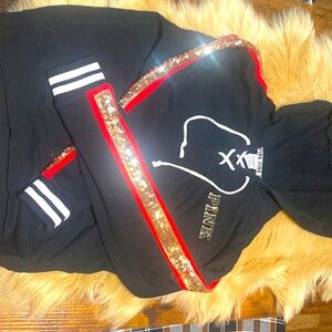 Pink hoodie with sequels